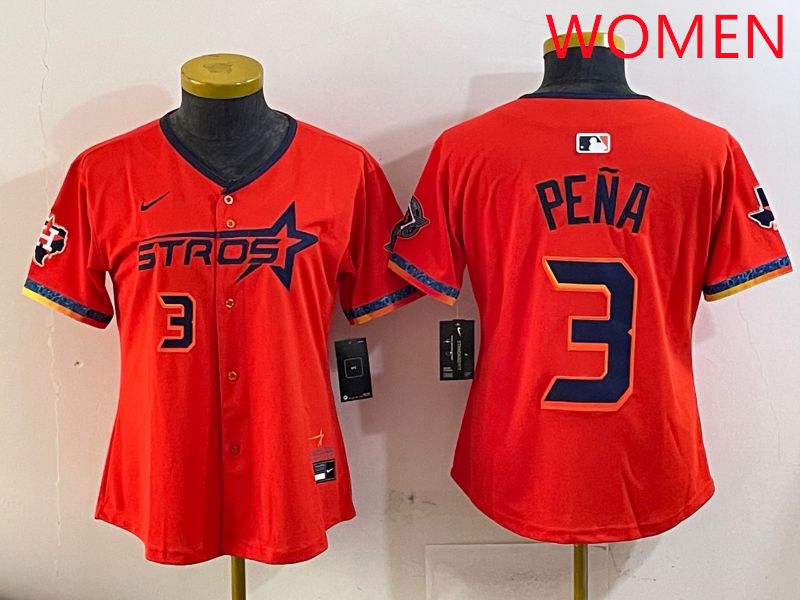 Women Houston Astros 3 Pena Orange Fourth generation Joint Name Nike 2025 MLB Jersey style 4
